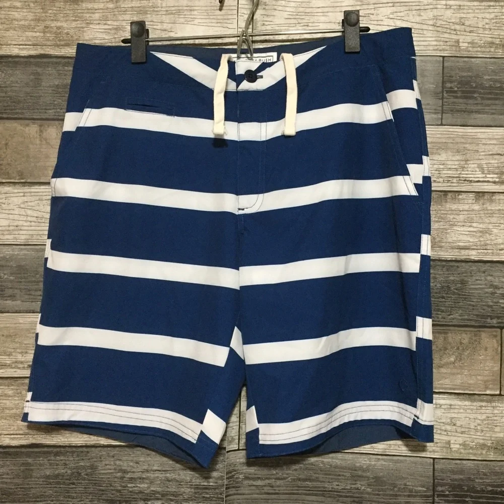 The Rocks Push Sydney Striped Boardshorts Men’s 34 Blue White (Inseam 9.5)